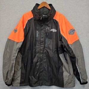 HARLEY DAVIDSON Hi-Vis Waterproof Rain Jacket Mens 2XL Riding Gear Reflective